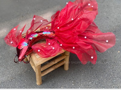 Mô hình cá chép decor thân xốp gắn ngọc [Dáng thon - Nhiều màu] mình 28cm D60cm TCV-CA-07